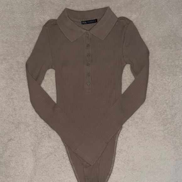 Zara Polo Bodysuit Light Brown/Mink - Picture 2 of 4